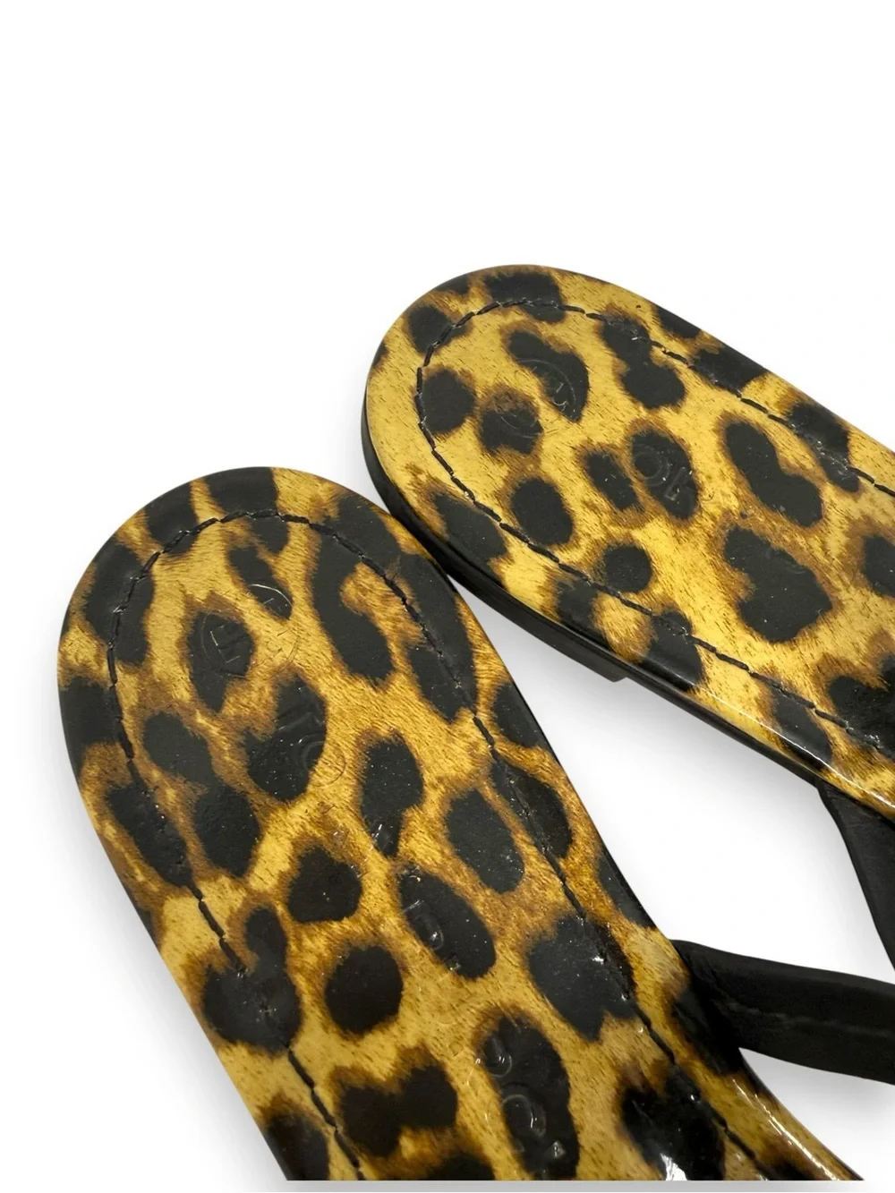 Tory Burch Patent Leather Leopard Miller Thong Sandal Brown Tan 10 Women’s